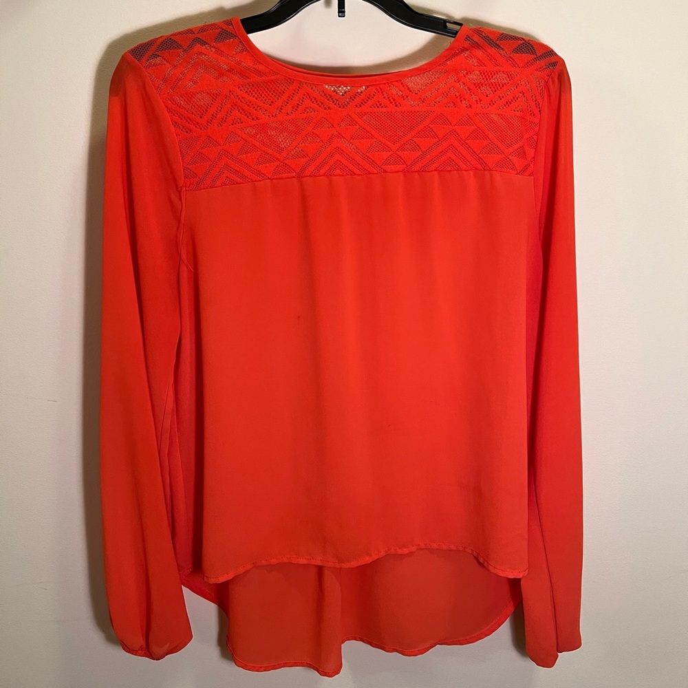 Orange sheer blouse with lace